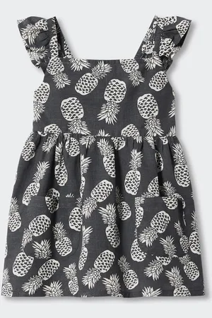 MANGO Girls Pure Cotton Conversational Printed A-Line Mini Dress
