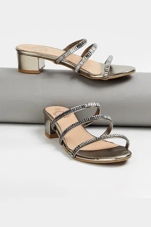 Lifestyle Embellished Open Toe Black Heels