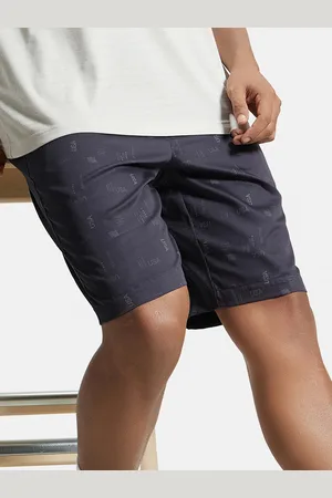 Jockey Men Charcoal & Blue Printed Cotton Lounge Shorts