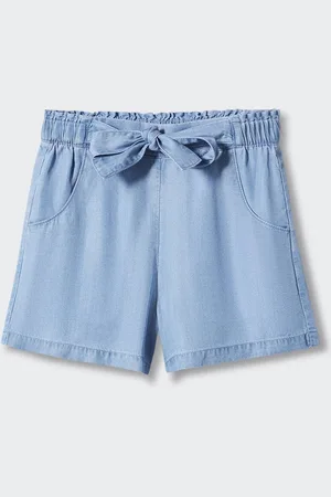 MANGO Girls Mid-Rise Straight Fit Lyocell Shorts