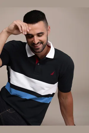 Nautica Colourblocked Polo Collar Pure Cotton T-shirt