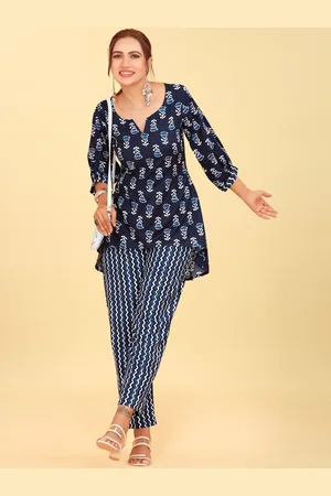 CHANSI Ethnic Motifs Printed High-Low A-Line Kurta With Trouser