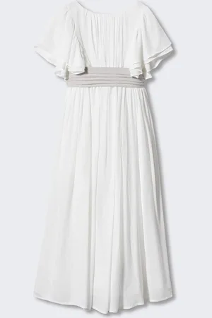 MANGO Girls Flared Sleeves Pleated Maxi Dress