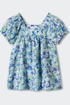 MANGO Floral Print Puff Sleeves A-Line Mini Dress