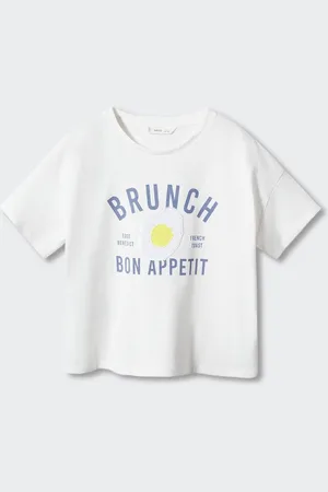 MANGO Girls Pure Cotton Typography Printed Sequined Detail T-shirt