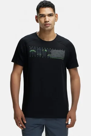 Jockey Men Black & Grey Printed Round Neck Tshirt