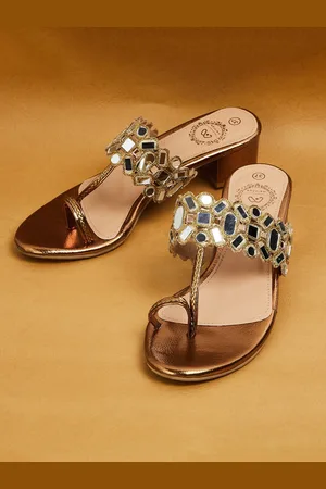 Lifestyle Embellished Open Toe Block Heels