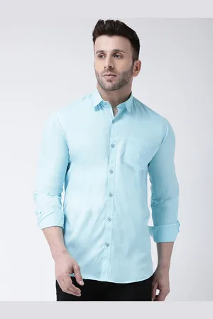 Hangup Men Turquoise Blue Smart Slim Fit Solid Casual Shirt