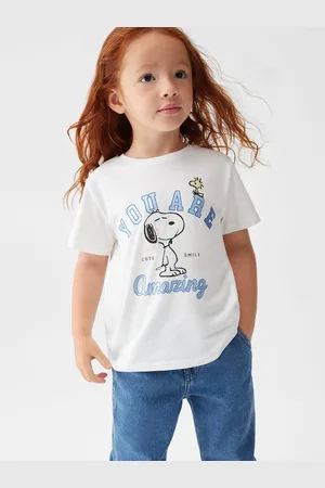MANGO Girls Pure Cotton Snoopy & Typography Printed T-shirt