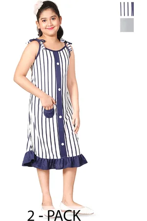 BAESD Girls Pack Of 2 Shoulder Straps Striped A-Line Maxi Dress