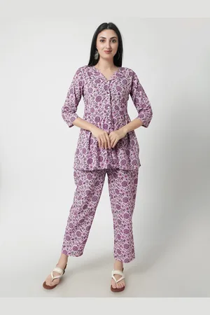 Kalini Floral Printed Pure Cotton Top With Trousers
