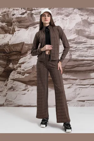 Tokyo Talkies Women Knit Jacquard Jacket And Pant Co-Ord