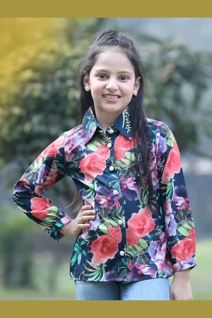 Cutiekins Girls Floral Printed Shirt Style Top