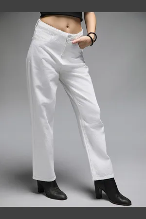 High Star Women Straight Fit High-Rise Clean Look Cotton Jeans