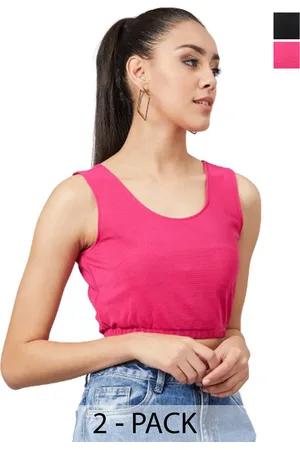 ATHENA Pack Of 2 Pink & Black Scoop Neck Crop Top
