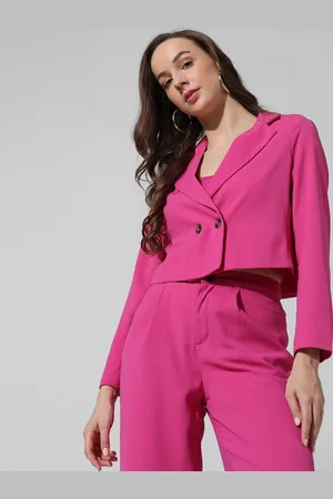 ONLY ONLLIA Notched Lapel Collar Double Breasted Tailored Fit Crop Casual Blazer