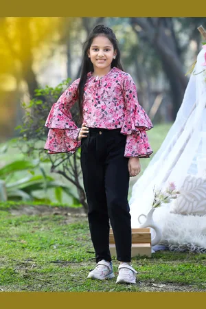Cutiekins Girls Floral Printed Top with Trousers