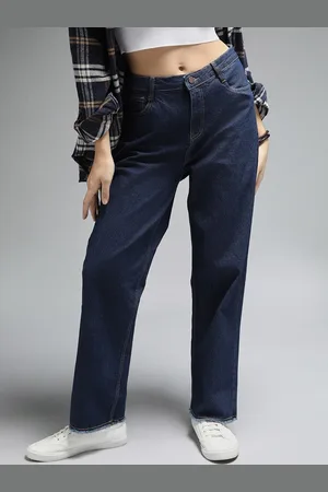 High Star Women Straight Fit High-Rise Clean Look Stretchable Jeans