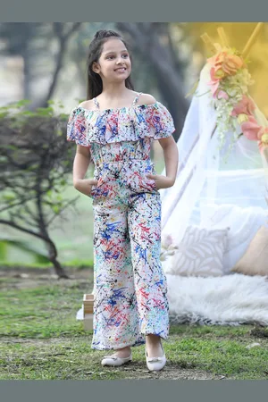 Cutiekins Girls Printed Shoulder Straps Basic Jumpsuit