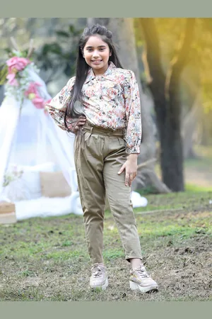Cutiekins Girls Floral Printed Top with Trousers