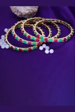 Manikya Jewellery Set Of 4 Gold-Plated AD-Studded Bangles