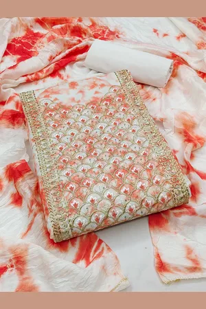 MANVAA Floral Embroidered Zari Unstitched Dress Material