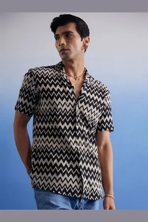 Vastramay Men Knitted Cotton Casual Crochet Shirt