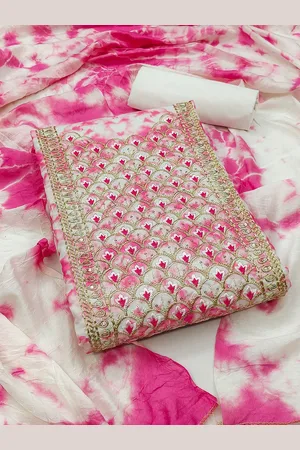 MANVAA Ethnic Zari Embroidered Unstitched Dress Material