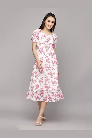 Aayu Floral Printed Georgette A-Line Midi Dress