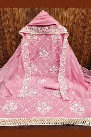 MANVAA Floral Embroidered Unstitched Dress Material