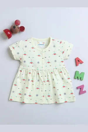 BUMZEE Cotton Print Round Neck Fit & Flare Dress