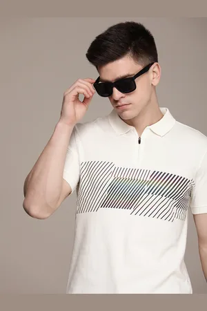 French Connection Printed Polo Collar Pure Cotton T-shirt