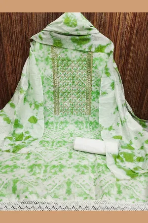 MANVAA Abstract Printed Embroidered Unstitched Dress Material