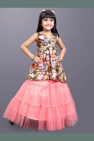 BAESD Girls Printed V-Neck Sleeveless Top With Skirt