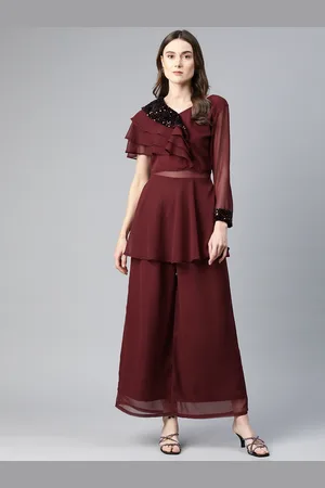 Cottinfab Women Embellished Ruffle Top with Trousers