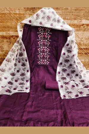 MANVAA Floral Embroidered Unstitched Dress Material