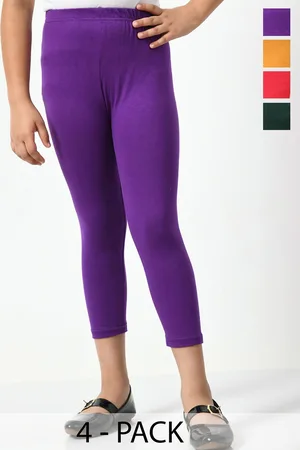 BAESD Girls Pack Of 4 Skinny Fit High-Rise Cotton Lycra Capris
