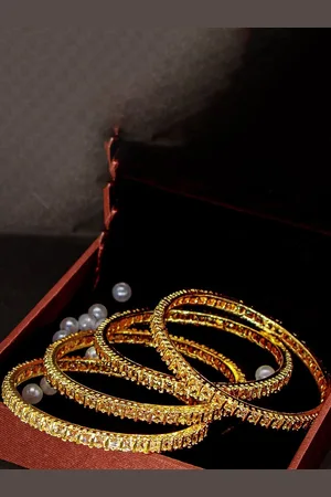 Manikya Jewellery Set Of 4 Gold-Plated AD-Studded Bangles