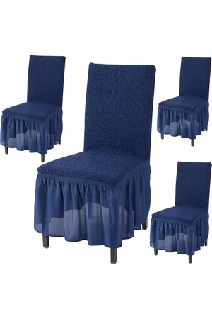 HOKIPO 4 Piece Floral Frill Stretchable Chair Covers