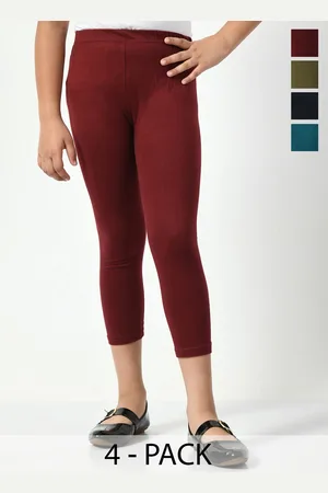 BAESD Girls Pack Of 4 Skinny Fit High-Rise Cotton Lycra Capris