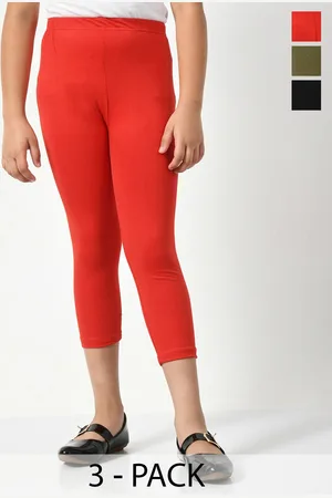 BAESD Girls Pack Of 3 Skinny Fit High-Rise Cotton Lycra Capris