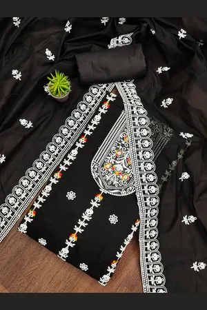 MANVAA Floral Embroidered Unstitched Dress Material