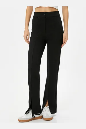 Koton Women Slim-Fit High-Rise Bootcut Trousers
