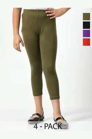 BAESD Girls Pack Of 4 Cotton & Lycra Mid-Rise Capris