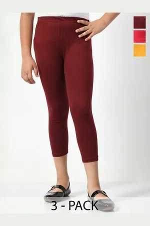 BAESD Girls Pack Of 3 Cotton & Lycra Skinny Fit Mid-Rise Capris