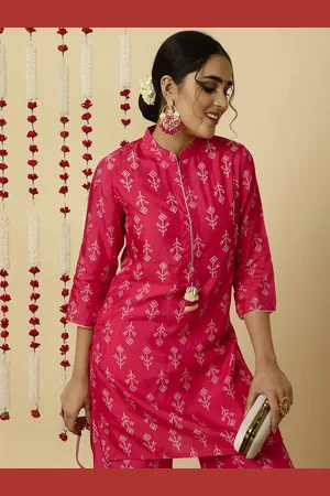 Jaipur Bandhani Printed Kantha Work Pure Silk Top With Palazzo
