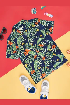 Pantaloons Boys Floral Printed Spread Collar Short Sleeves Casual Shirt