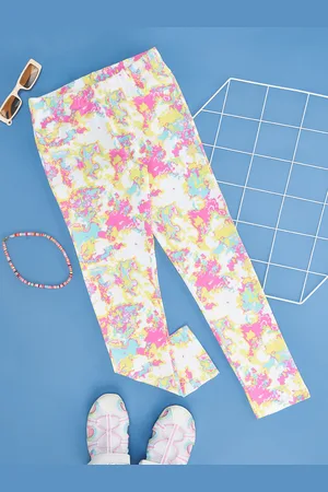Pantaloons Girls Abstract Printed Ankle-Length Cotton Leggings