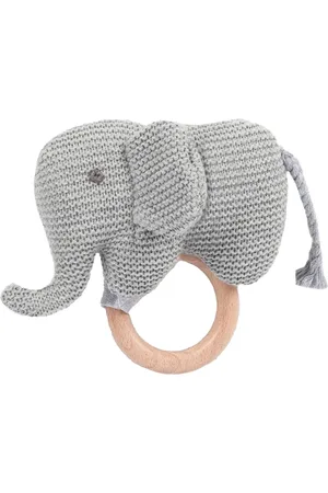 Baby Moo Elephant Wooden Teething Ring Soft Handheld Rattle Toy