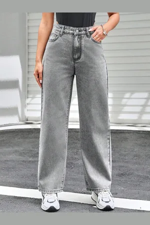 KOTTY Women Jean Straight Fit High-Rise Heavy Fade Stretchable Jeans